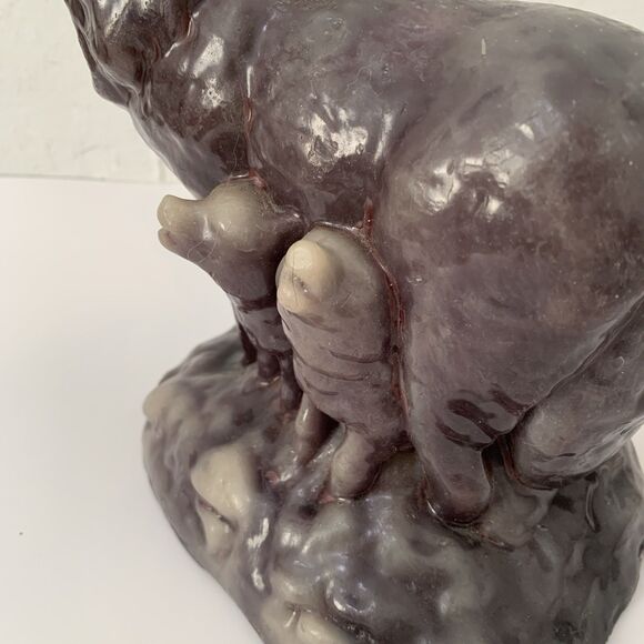 Vtg Wolf Cub Family Howling Wax Shaped Candle 9” Tall Grey Mythical - Picture 2 of 6
